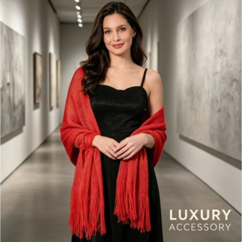 Plain Plate Style Bridal Shawl for Wedding Lightweight Soft Wrap Scarf for Evening Cocktail Party Luxury Formal Stole