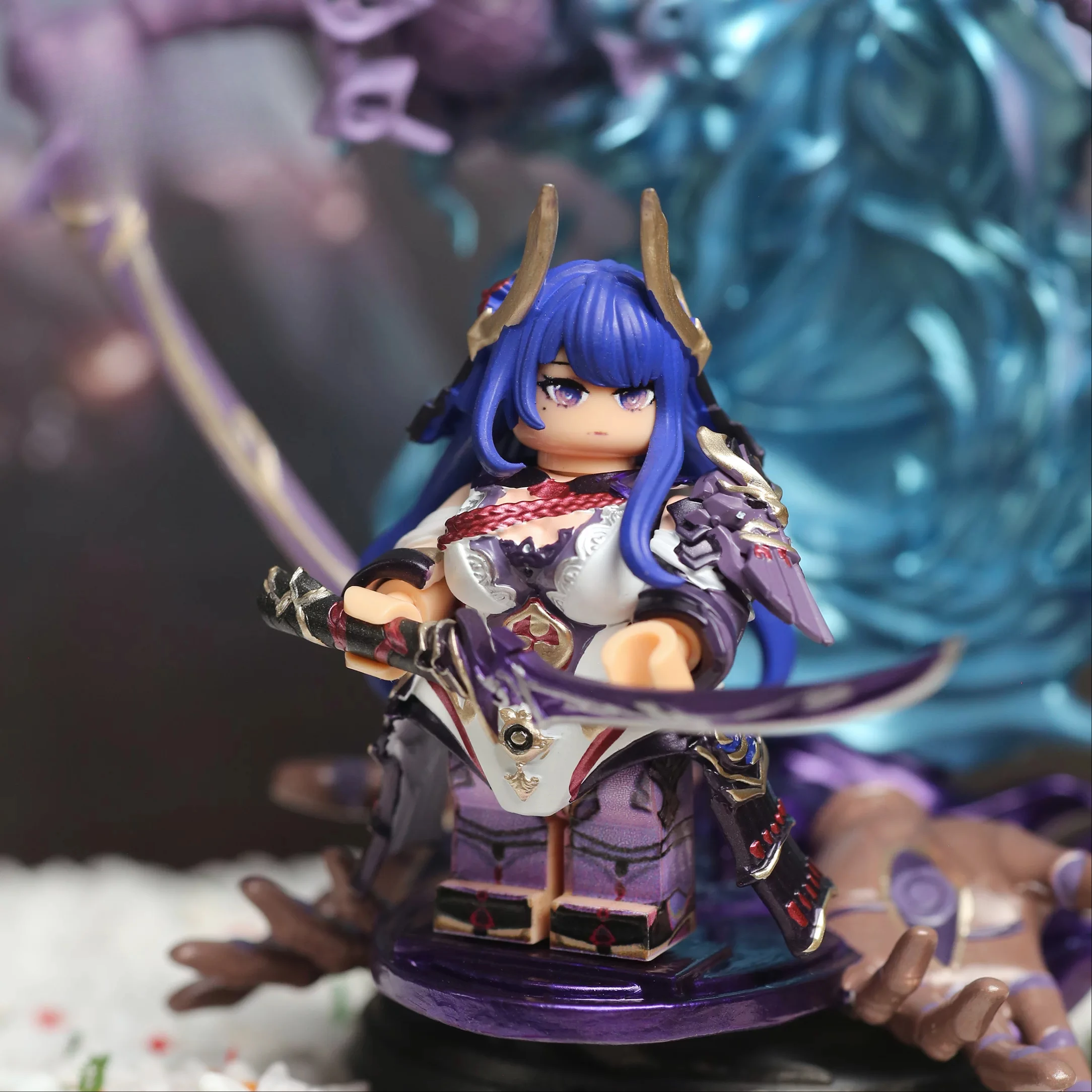 Genshin Impact Game Figure Beelzebul Peripheral ABS Model Building Block Builders Desktop Decoration Ornaments Birthday Gift Toy