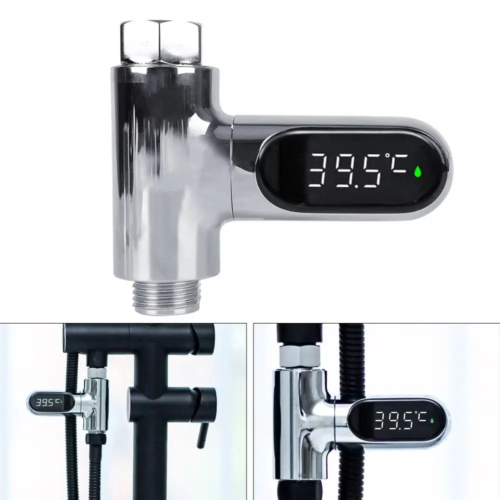 

LED Display Hot Tub Temperature Meter Self-powered Hot Tub Shower Faucets Thermometer Monitoring ABS Bathing Temperature Meter