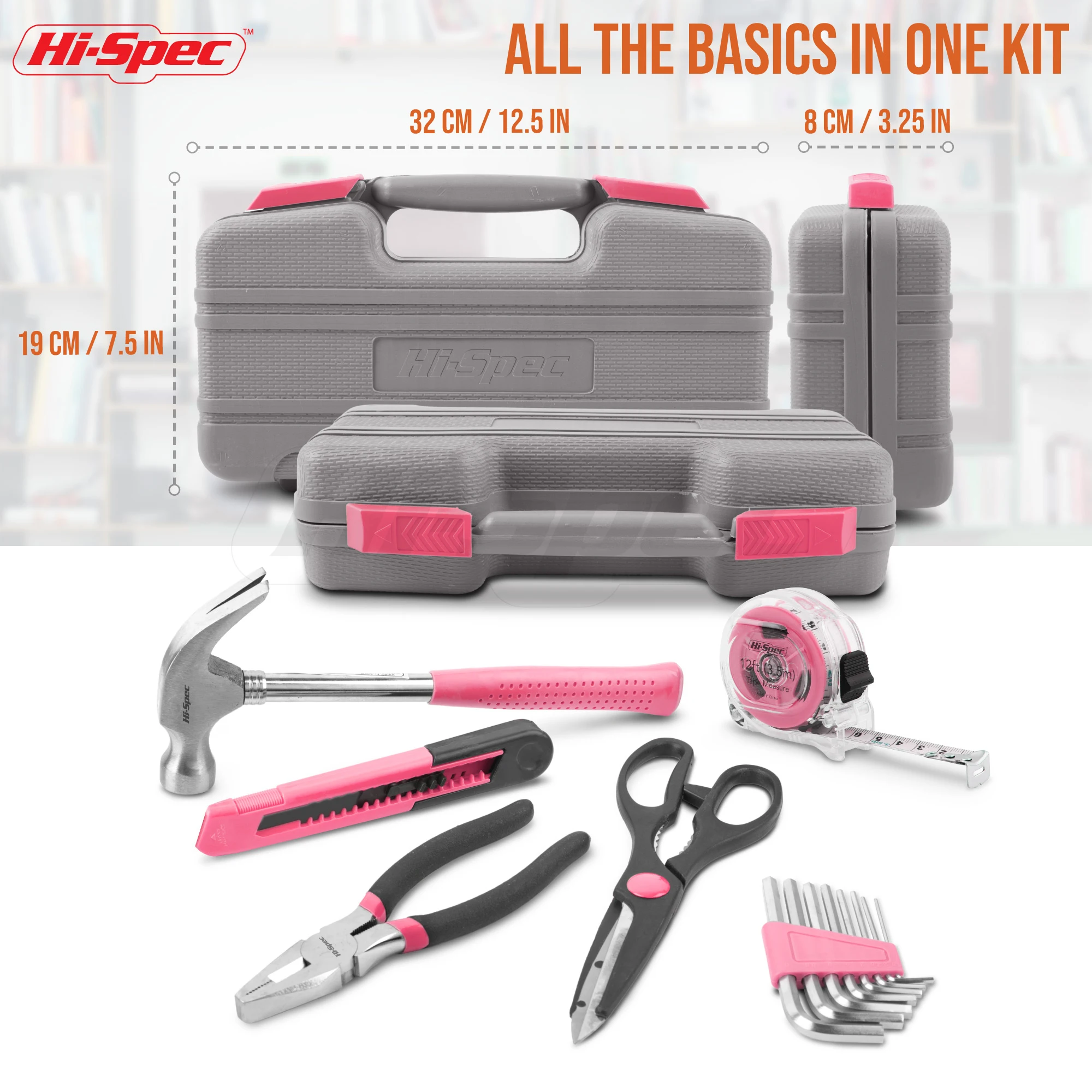 Hi-Spec 40-teiliges professionelles Heim- und Handwerkzeug-Set, magnetischer Bit-Treiber, Schraubendreher und mehrschichtiger Koffer – Damen-DIY-Kits für den Haushalt