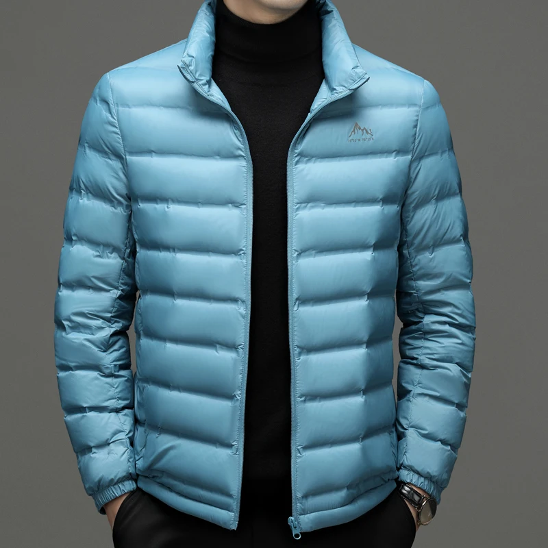 Autumn and winter light down jacket Men's high-end stand collar lightweight down jacket White goose down warm jacket - Image 5