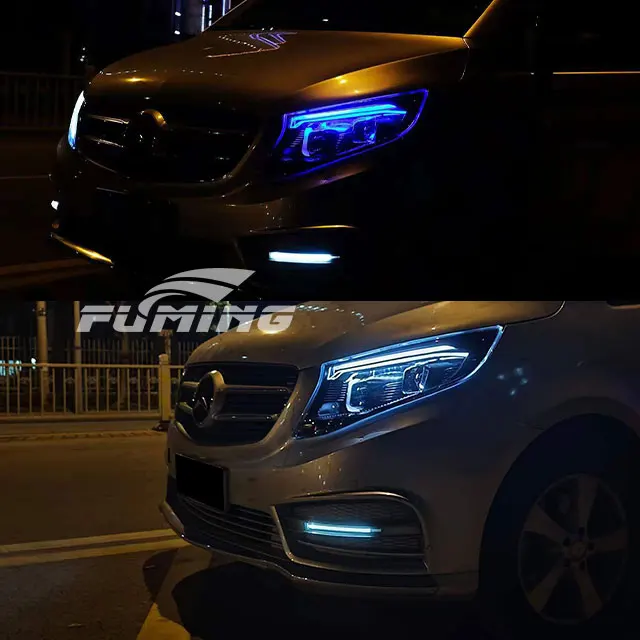 لسيارة Mercedes-Benz Vito V-Class ترقية المصابيح الأمامية LED الجديدة عالية الجودة المصابيح الخلفية باللون الأبيض 6500K DRL 12 فولت