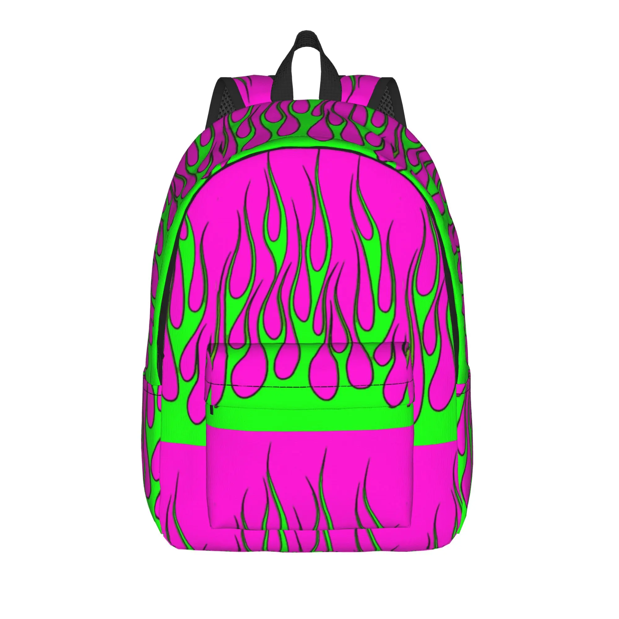 Neon Flame Pattern Backpack  Sport Backpacks Youth Colorful Print School Bags Modern Rucksack
