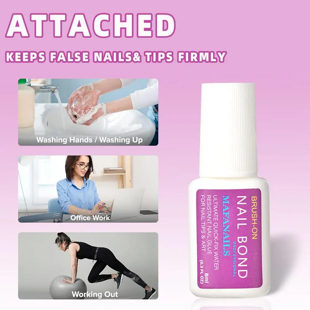 Cola para unhas de secagem rápida, extensão de unhas falsas, adesivo, ligação longa, impermeável e duradoura, cola profissional, 8ml, K7g7