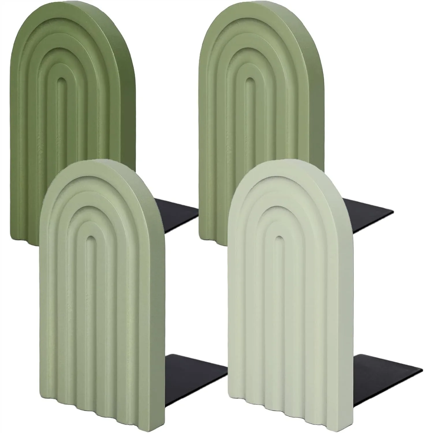

Boho Arch Wood Bookends for Heavy Books, Non Skid Book Stoppers with Rainbow Design, Cute Decorative Book Stand for Home Office