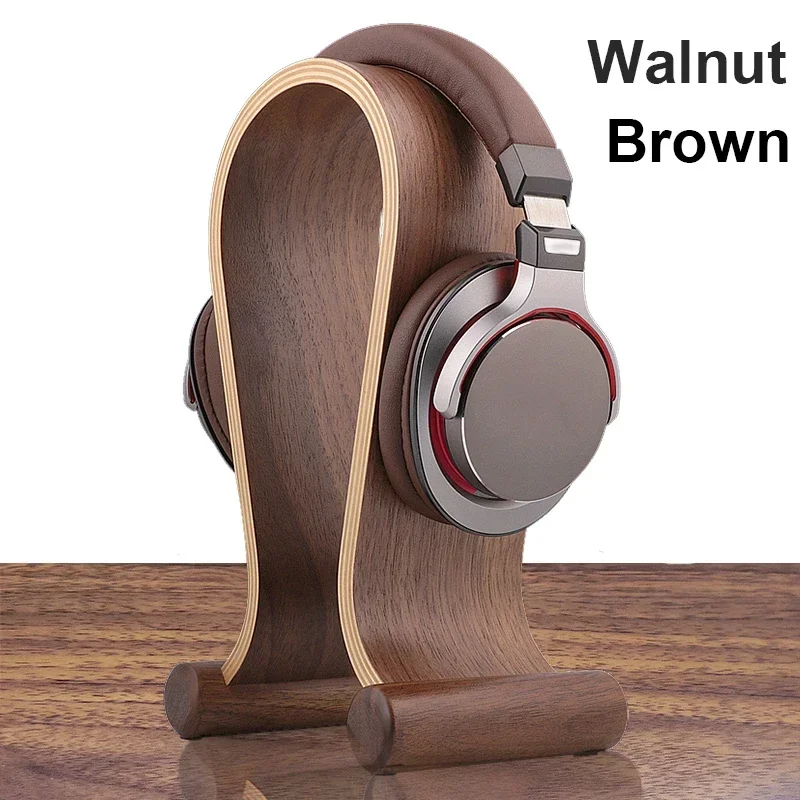 Universele Walnoot Hout Hoofdtelefoon Standaard Massief Hout Oortelefoon Hanger Headset Houder Display Plank Voor Gaming Hoofdtelefoon Accessoires