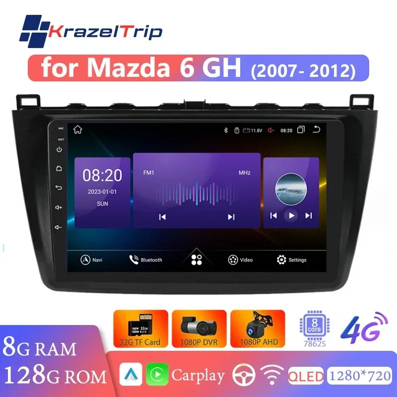 

8-Core Car Radio for Mazda 6 GH 2007 2008 2009 2010 2011 2012 Wireless CarPlay Android Auto Stereo 4GLTE GPS 2din Autoradio DSP