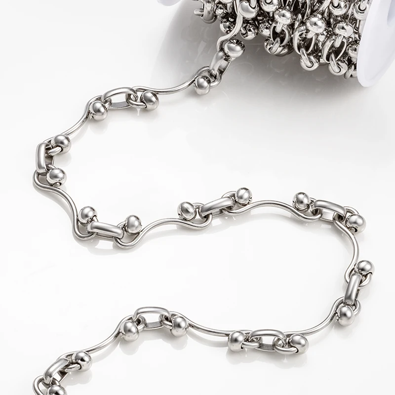 1meter Stainless Steel Double Bead Ruyi Chain For Jewelry Making Supplies DIY Fashion Necklace Bracelet Connect  Accessories