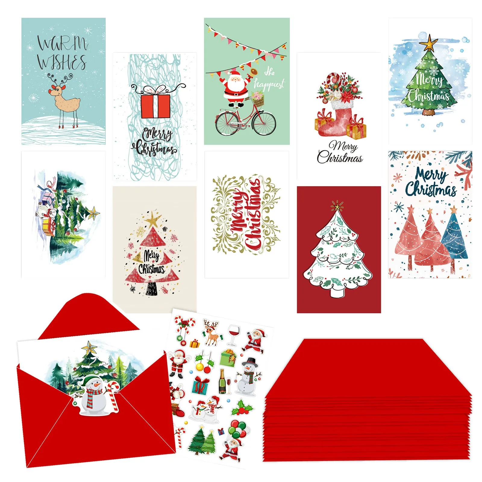 Portable Christmas Card Set Folded Envelope Holiday DIY Handwritten Blessing Christmas Card Suitable for Christmas Gift 2025