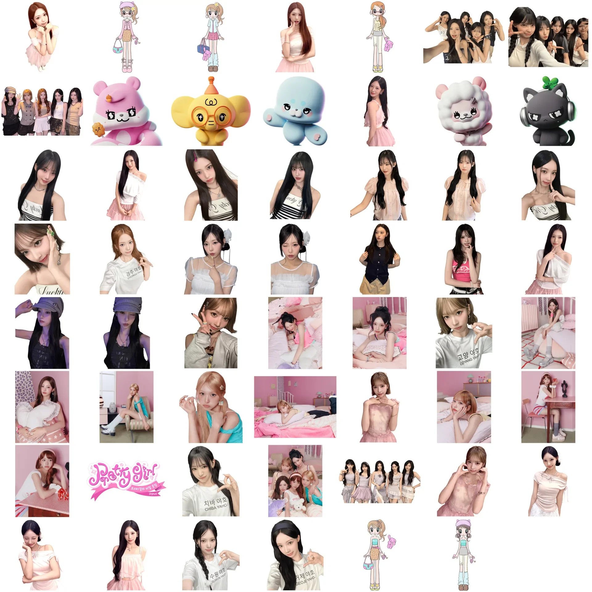 55Pcs/Set  Idol Girl Group RESCEINE Latest Comeback Single Pretty Girl Sticker Waterproof Woni Liv Minami May Zena Fans Gifts