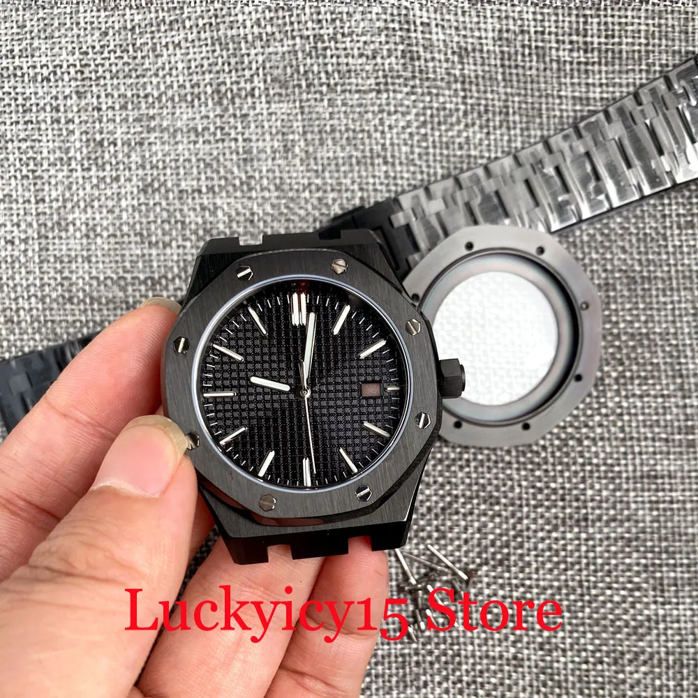 Fit NH35A NH36A SKX007 SRP 316L Stainless Steel Black PVD/Sliver Case Dial Hands Set 42MM Watch Case For Men Sapphire Glass