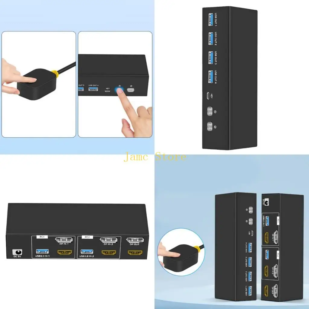 

LX0B 8K 60 Гц KVM 2 в 2 выключателях USB Selectors для ПК Мониторов мониторов мыши клавиатуры 2 -й переключатель порта для для