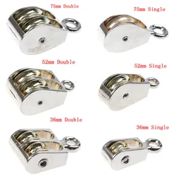 Hot New DIY Mini Metal Sheave Zinc Alloy Fixed Pulley Crown Block And Tackle Lifting Wheel Single/Double Pulley 36/52/75mm