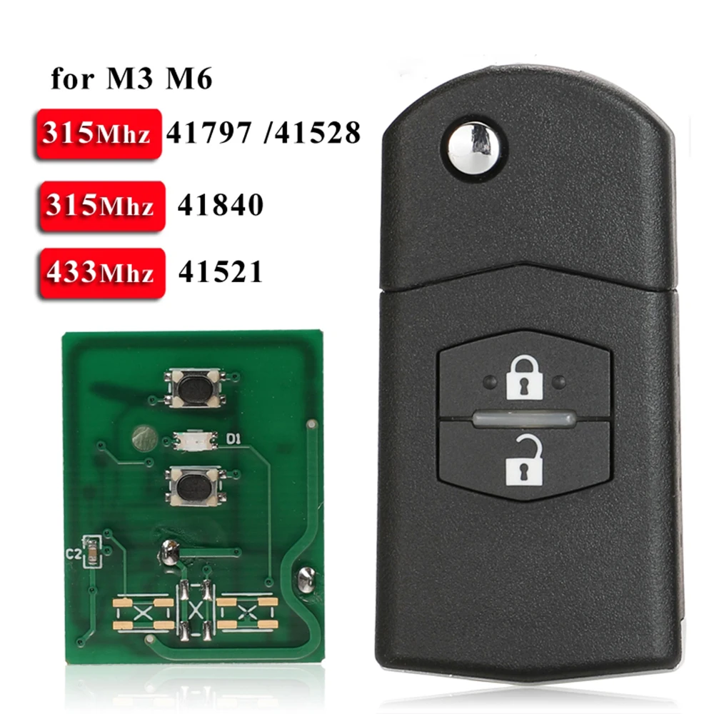 jingyuqin New Remote Car Key Control 315/433Mhz For Mazda 3 6 2006-2020 M3/M6 Systems 41797/41528/41840/41521 5WK43449D/E/F