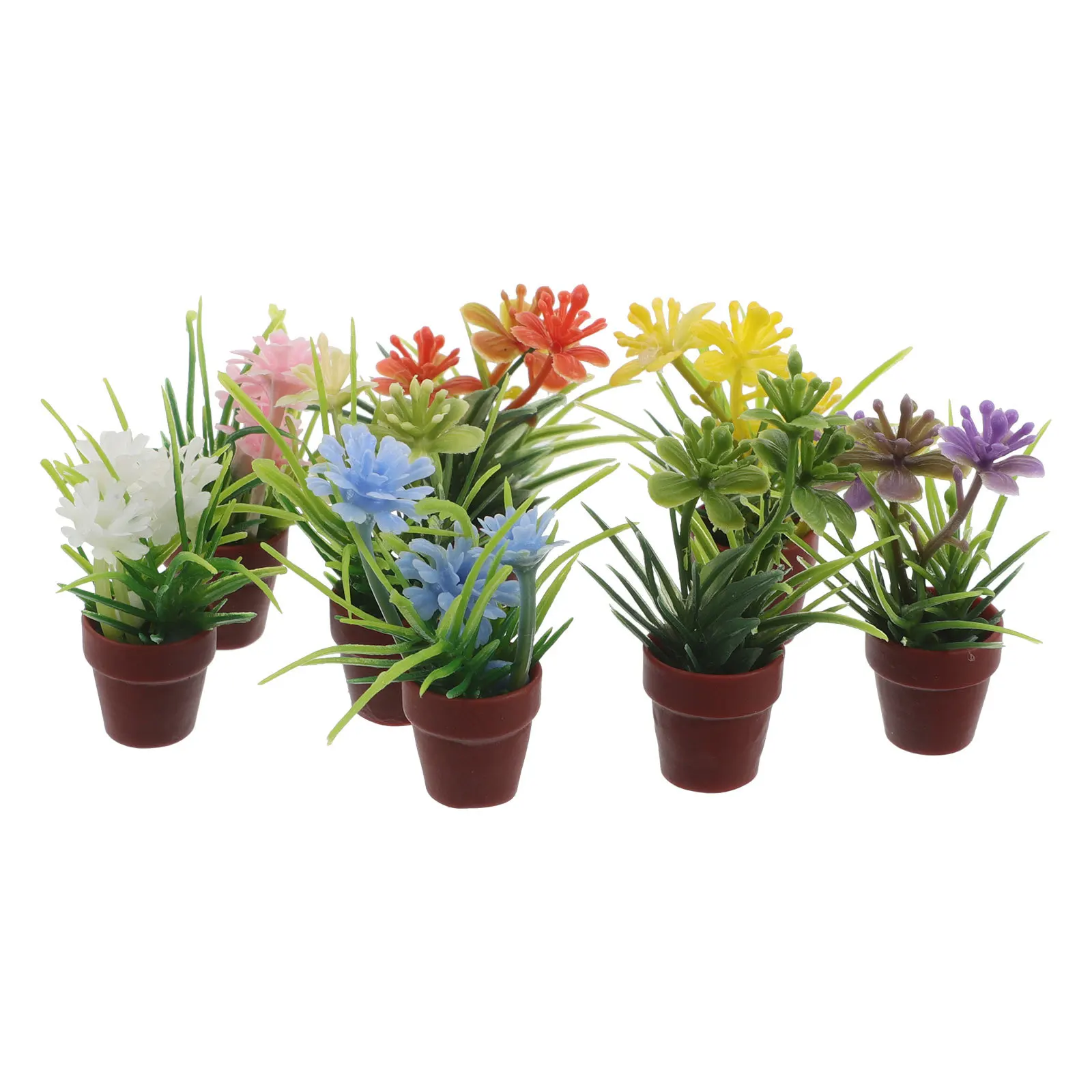 

8 шт. миниатюрные горшечные растения, реалистичная искусственная зелень для кукольного домика, миниатюрный садовый декор, крошечный бонсай, ремесло, имитация