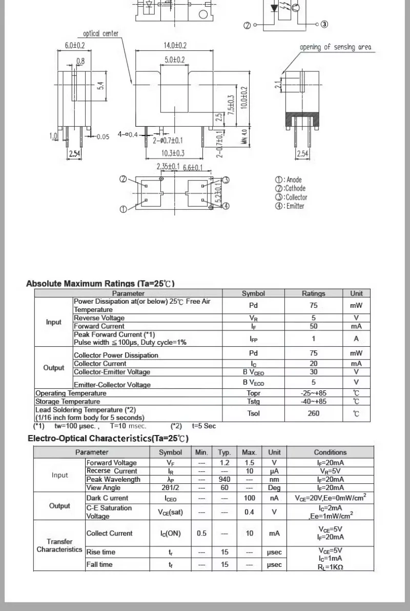 Durchstrahl-Schlitz-Optokoppler Fotoelektrischer Schalter Sensor ITR9606/9608/1120/20005-F ST150 – Detail 9