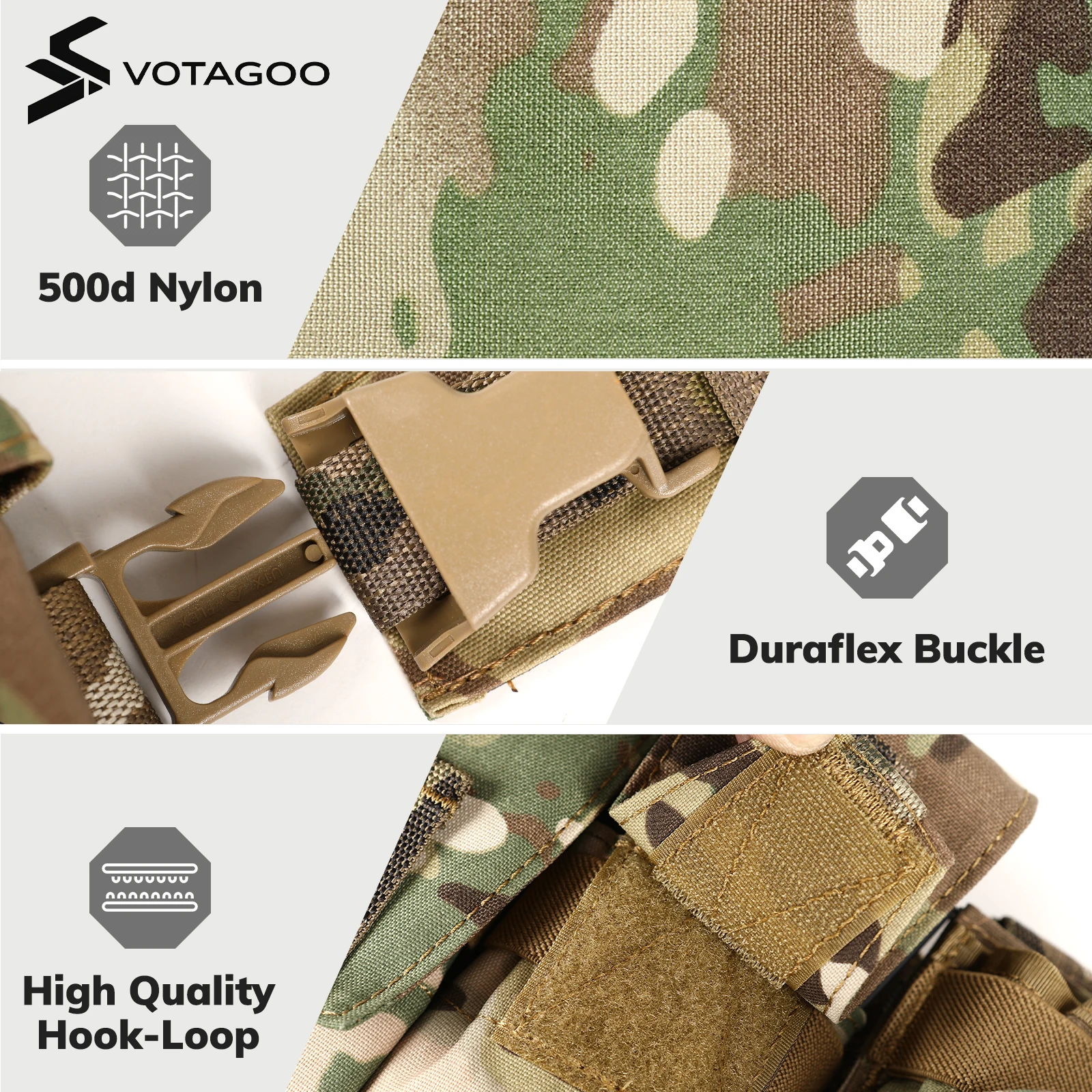 VOTAGOO タクティカルチェストリグ ベスト 5.56/7.62マガジンポーチ付き