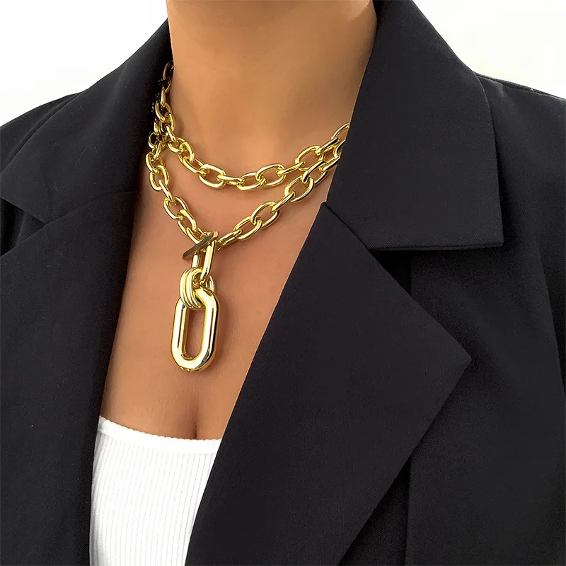 Metal Chain Pendant Necklace European And American Style Personalized Fashion Clavicle Chain Ladies Girls Travel Accessories