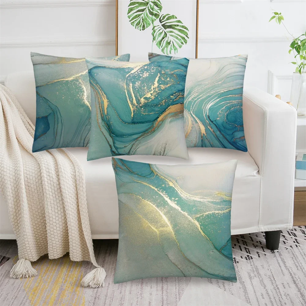 1PC Abstract Marble Pattern Throw Pillow Case Cushion Cover Turquoise Aqua Pillowcase For Couch Sofa Bed Chair No inserts