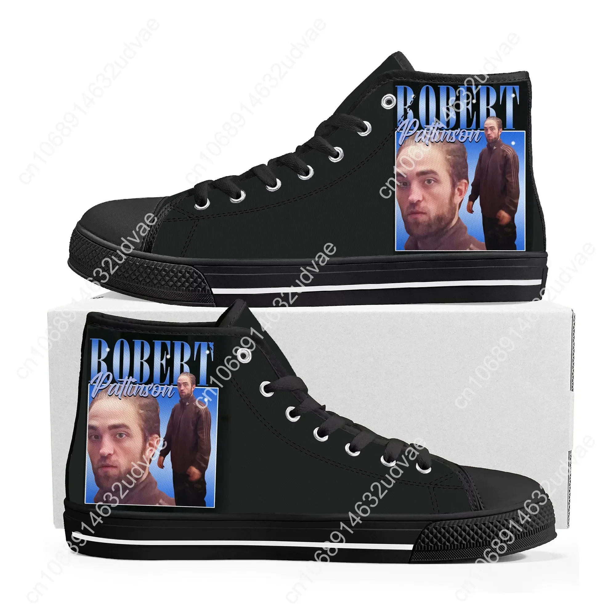 Robert Pattinson Standing Meme High Top Sneakers Mens Womens Canvas Sneaker Twilight Casual Couple Shoes Custom Shoe 2