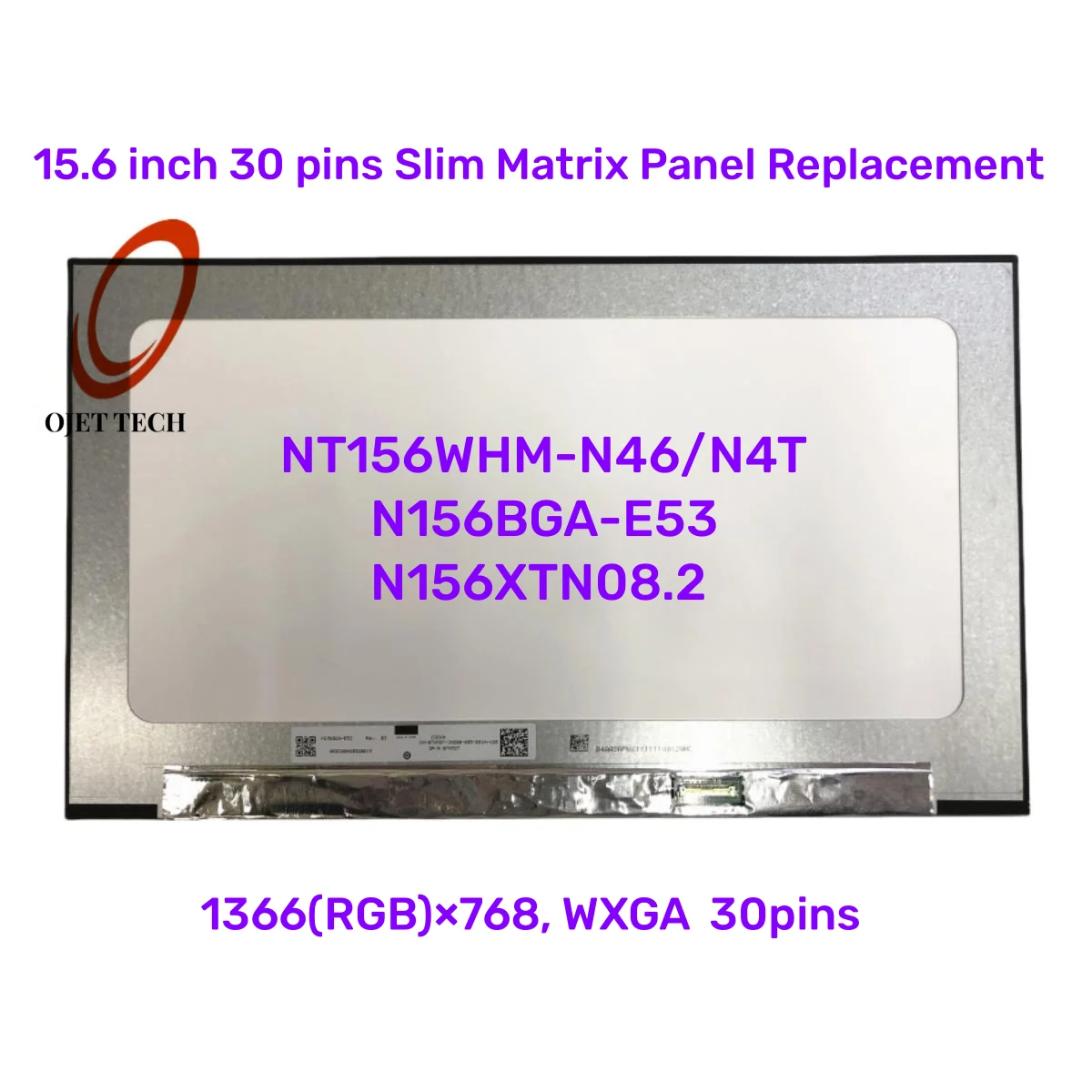 

15.6" Laptop NT156WHM-N46/N4T N156BGA-E53 N156XTN08.2 1366*768 Screen Display 30 pins Slim Matrix Panel Replacement