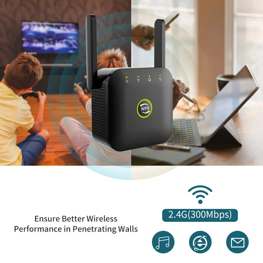 300Mbps Inalámbrico WIFI Repetidor Remoto Extensor Wifi Amplificador WiFi 802.11N WiFi Repetidor Amplificador Wi Fi Reapeter