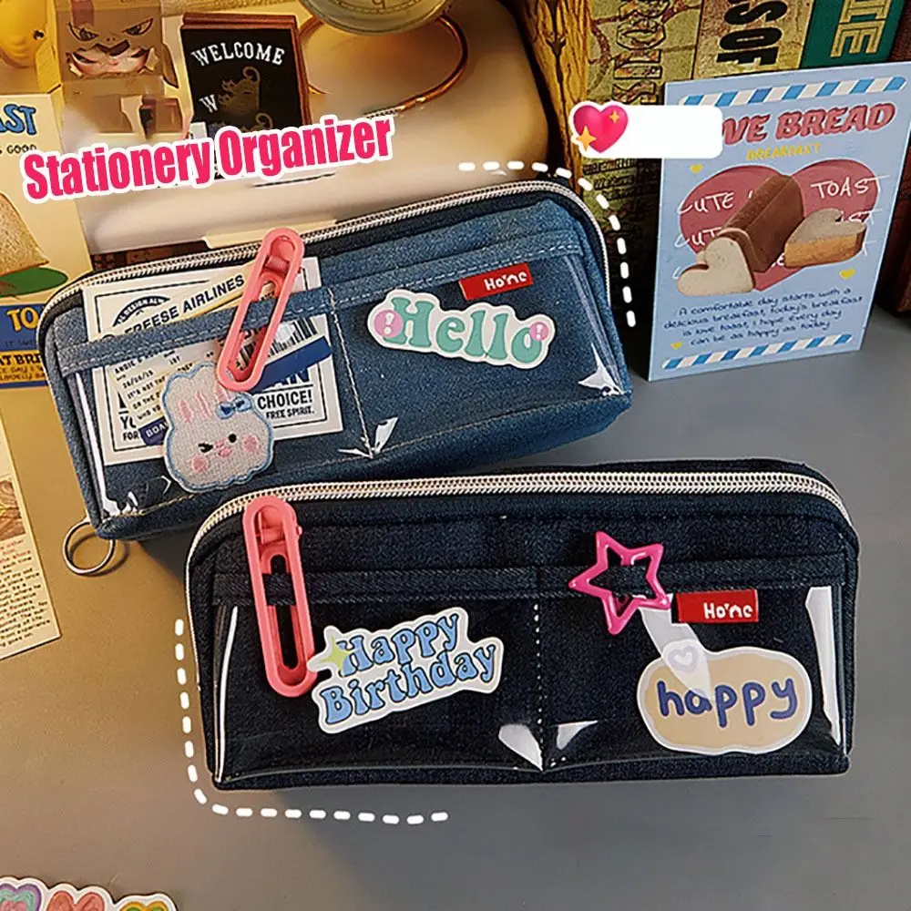 High Quality Oxford Stationery Storage Bag Large-capacity Portable Pen Bag Multi-function Pen Pouch