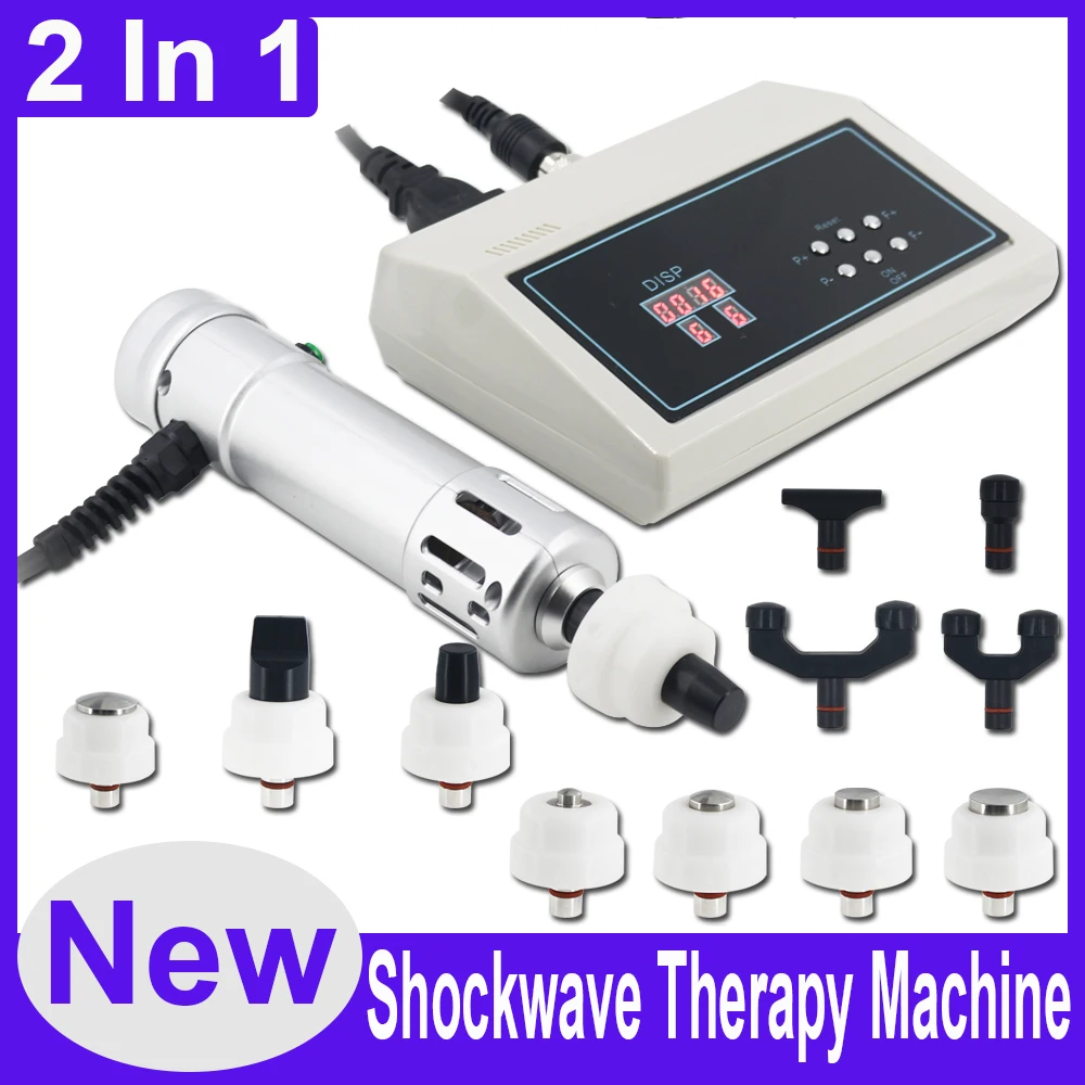 

New Shockwave Therapy Machine Neck Foot Pain Relief Body Relax Massager ED Physiotherapy Home Use 2 In 1 Chiropractic Tools