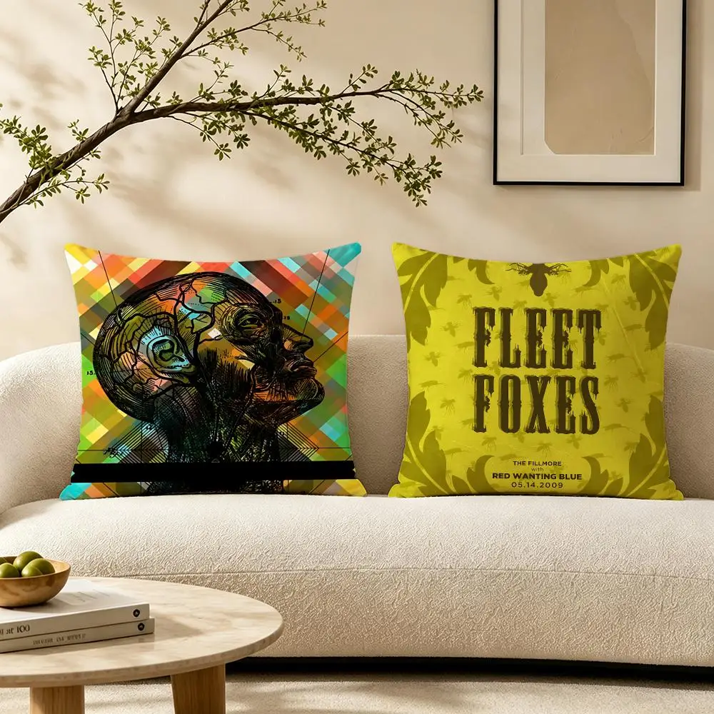 Band Fleet Foxes Cushion Cover Pillow Short Plush Warm CreamStylel Cushion for Living Room Bedroom Sofa Ideal for Gifting