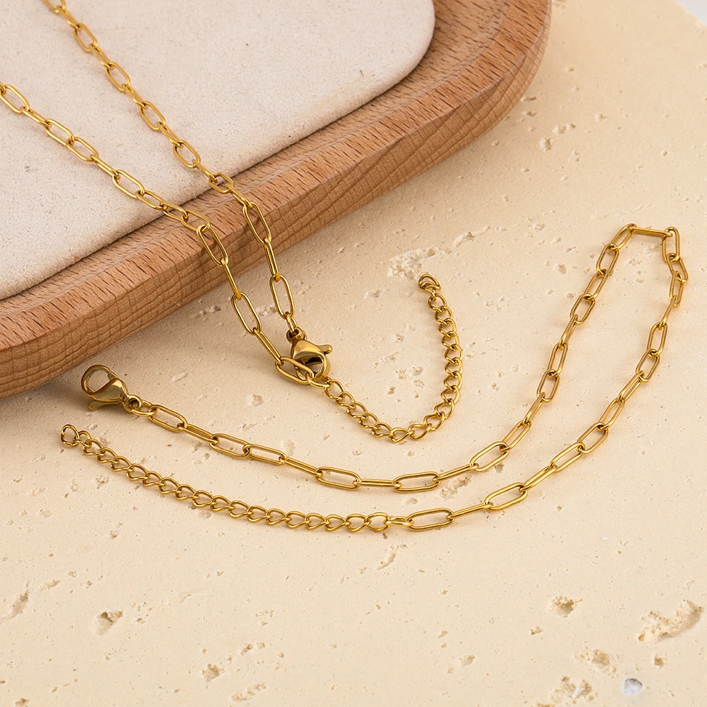 1/5pcs Stainless Steel Slender Oval Handcrafted Chain With Lobster Clasp And Extender Chain For DIY Necklace Bracelet Supplies