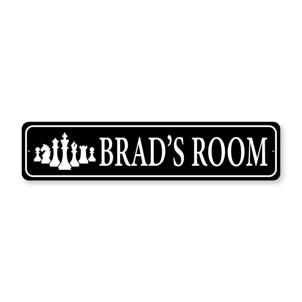CIFbuy Personalized Text Long Metal Sign, Custom Chess Pieces Room Wall Ornament (Only For Decoration)