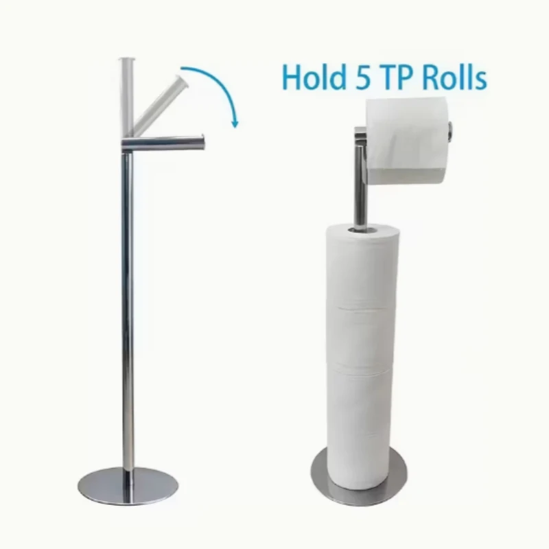

Stainless Steel Paper Towel Holder Bathroom Floor Mounted Toilet Paper Holder Single Pole Kitchen Floor Shelf Bathroom Fixtures