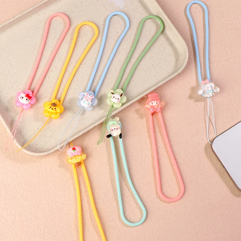 Kawaii Sanrio Hello Kitty cordino per telefono Strap String Kuromi Cinnamoroll My Melody Pochacco cinturino da polso Anti-perso corda appesa