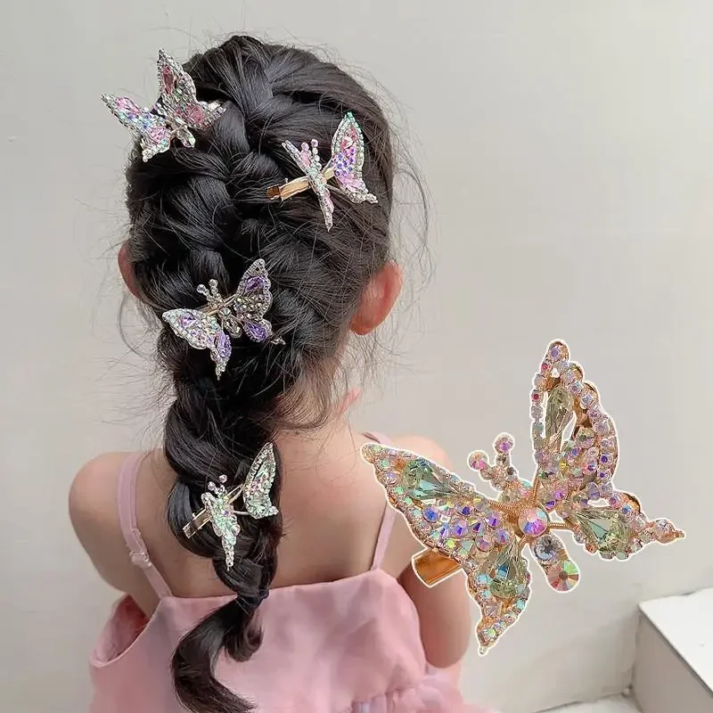 Horquilla para niños, mariposa móvil, Clip lateral, tocado