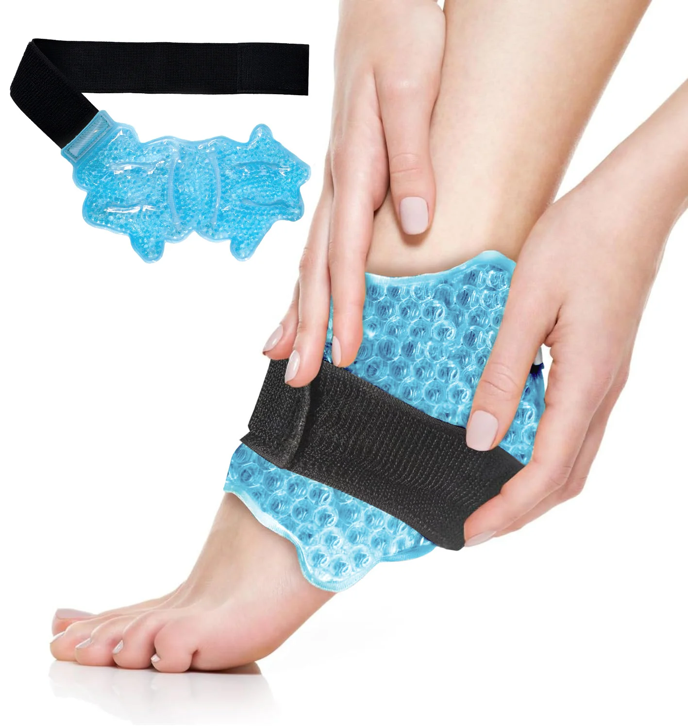 Ankle/Sports Foot Ice Pack - Hot & Cold Gel Pack with Adjustable Stand for Myofascial & Feet - Microwaveable, Freezable & Reusab