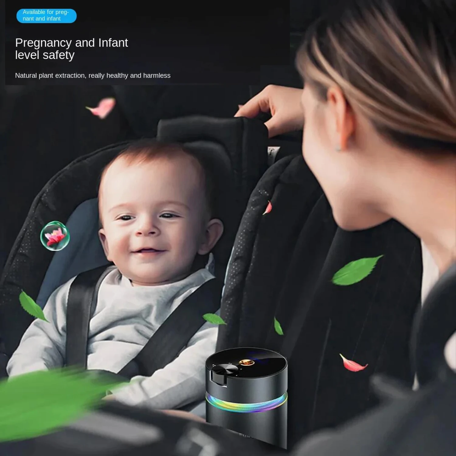 Adjustable Smart Portable Car Air Freshener with Essential Oil Diffuser and Mini Humidifier - Auto Shut Off Feature for Refreshi