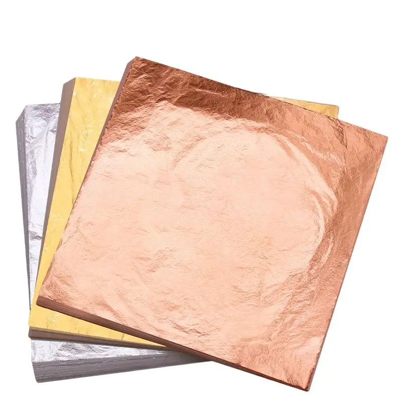 

16cm/14cm 100pcs/Pack Imitation Gold Leaf Paper Gold Foil Sheets Gilding Copper Foil for Arts Crafts Painting Silver Foil