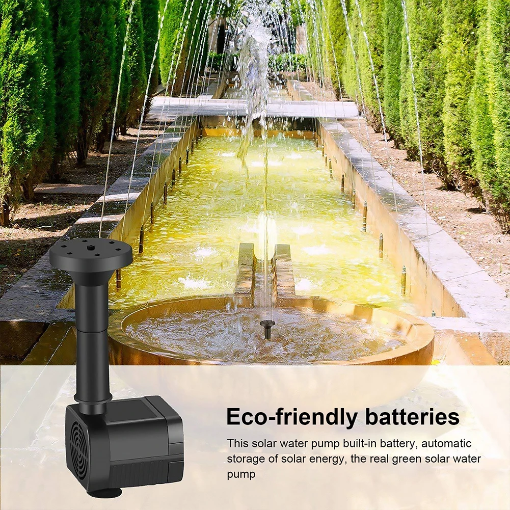 Solar Aquarium Wave Maker Easy Installation with 6 Nozzles Water Pump Filter Multifunctional Decorative Props for Outdoor Garden