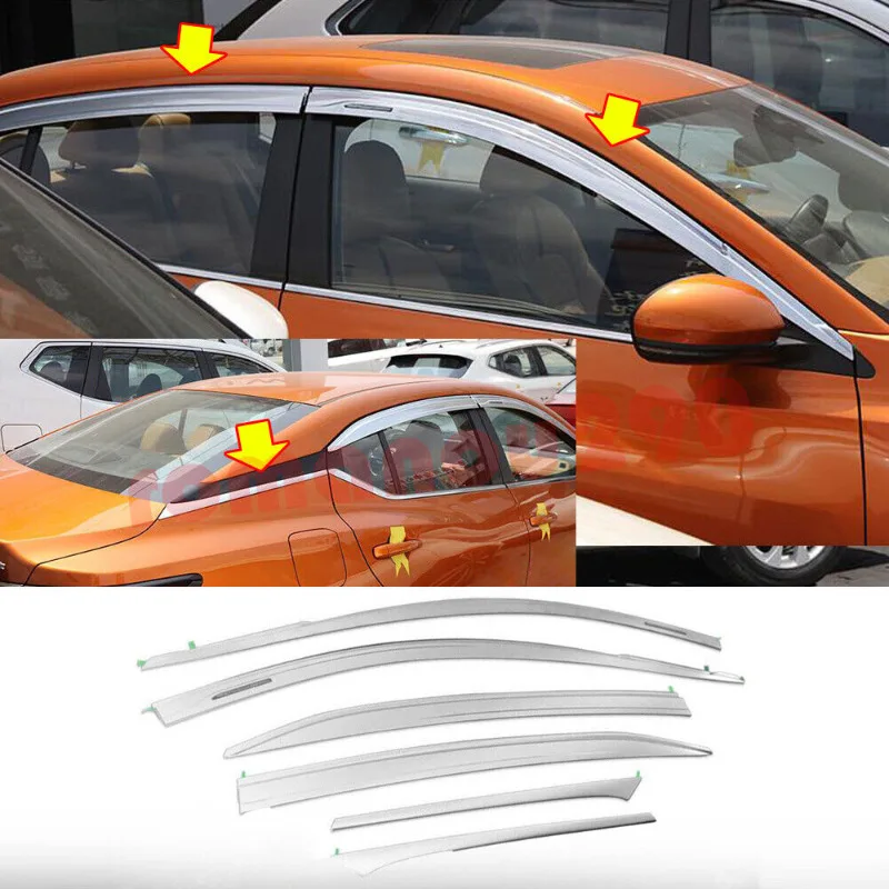 For Nissan 2020-2022 Sentra ABS Chrome Window Visor Vent Shades Sun Rain Guard