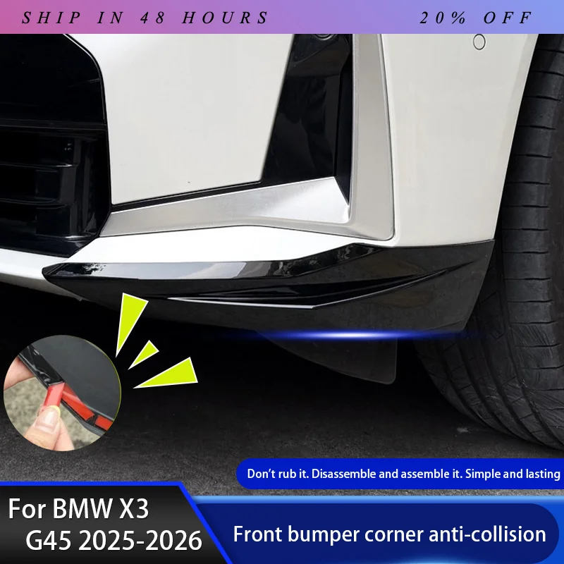 IOSN For BMW X3 G45 2025-2026 Car Front bumper guard corner anti-collision strip bumper edge protection anti-scuffing decoration