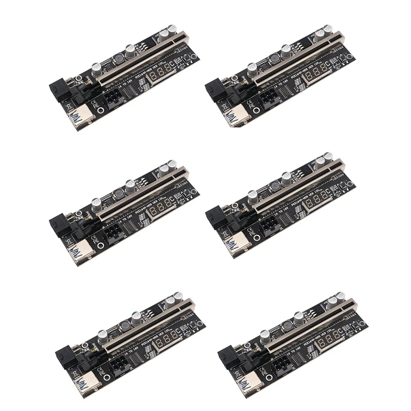 

6X Riser Card PCIE Riser 1X To 16X Graphics Extension With Temperature Sensor For Bitcoin GPU Mining