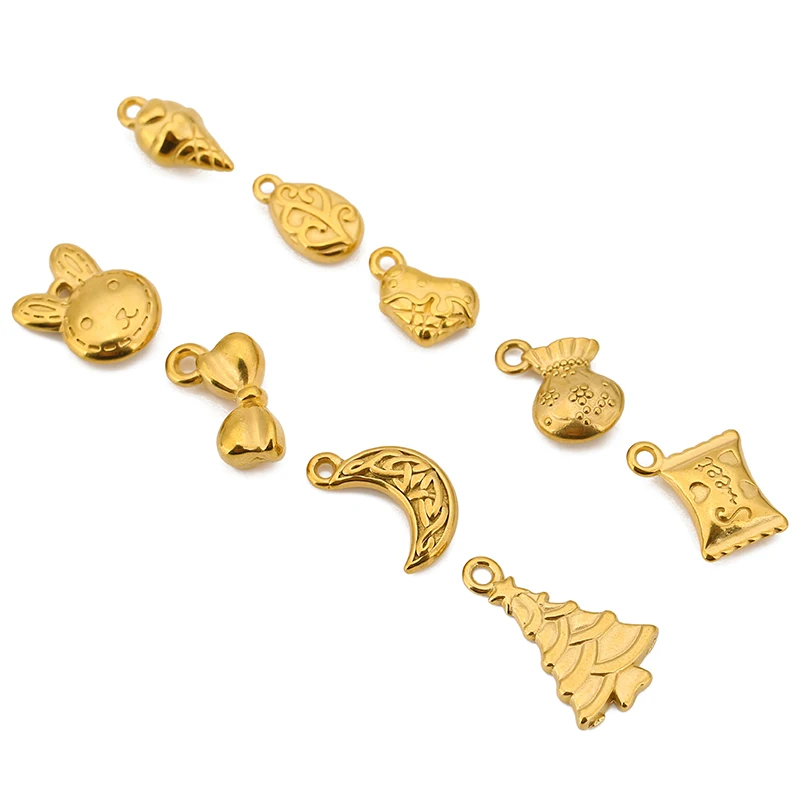 3pcs Stainless Steel Christmas Candy Xmas Tree Gingerbread Bear Charms Pendant for DIY Earrings Necklace Bracelet Jewelry Making