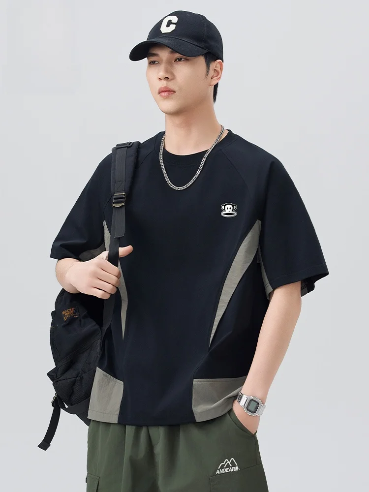 

Футболка Paul Frank Ice Silk с круглым вырезом, мужская, с коротким рукавом, летняя, в американском стиле, с цветными блоками, премиум-класса, с графическим принтом Solorona Monkey.