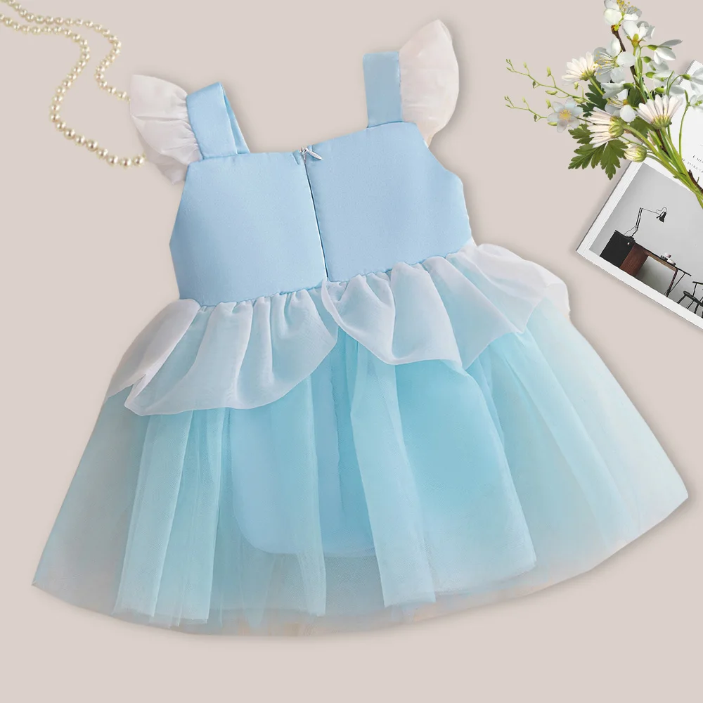 Casual Blue1st Birthday Dress For Baby Girl Clothes Lace Princess Tutu Dress Baptism Girls Dresses Elegant Party Gown 0-2 Year