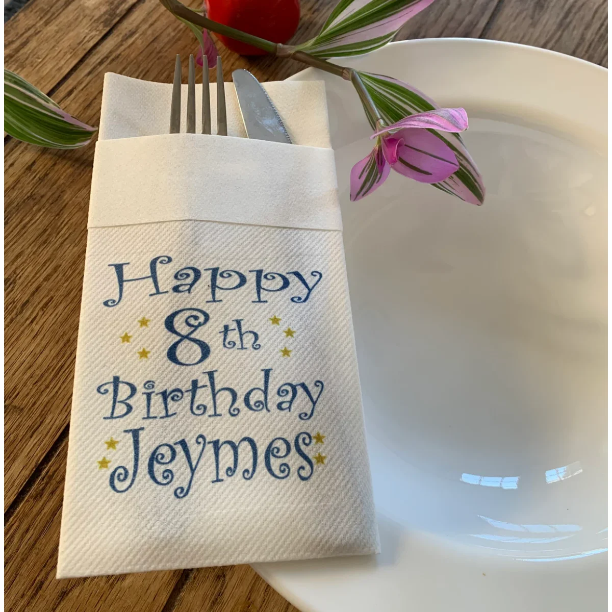 Wedding napkin personalized , Linen-Like Handmade Disposable, Pocket wedding napkins for reception or Events , personalized Birt