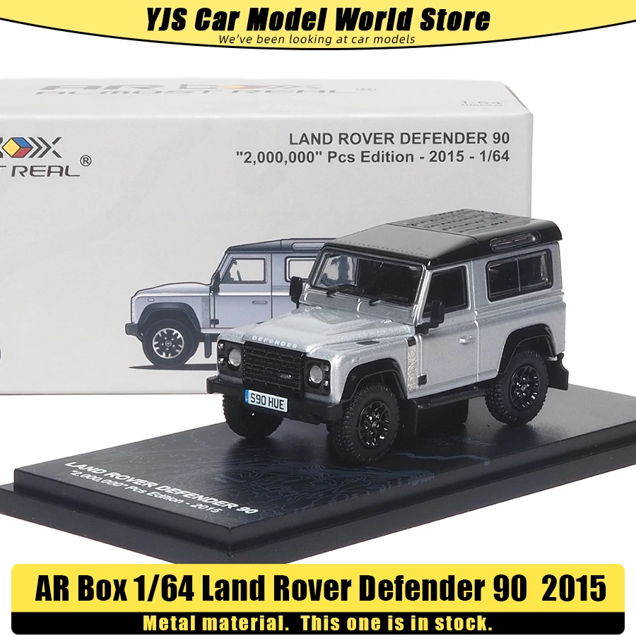 

AR BOX 1/64 Land Rover Defender 90, модель 2015 года, серебристая литая модель автомобиля, коллекционная модель.