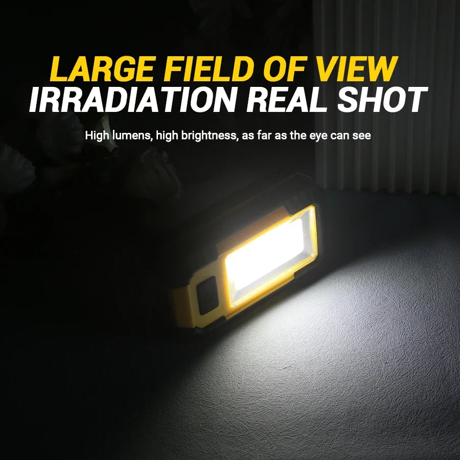 Rechargeable Working Light COB High Bright Flashlight Outdoor Waterproof Camping Fishing Multi-Function Tool with Hook Magnet
