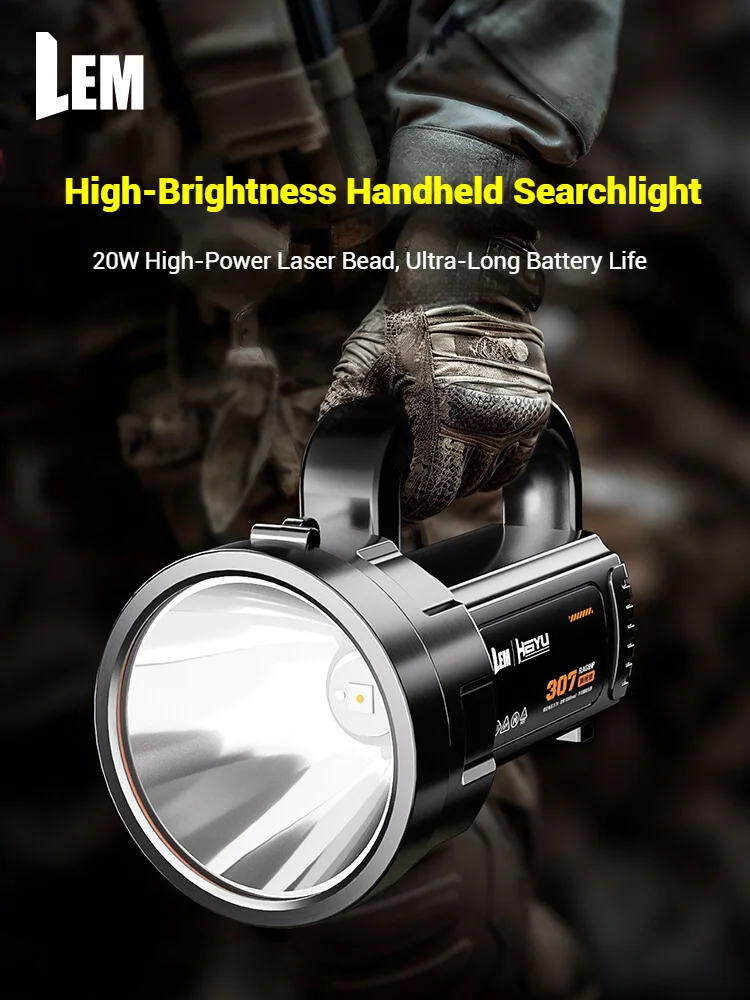 

20W 350LM+ Rechargeable TYPE-C Spotlight Waterproof Stepless Dimming Hand Flashlight Camping Emergency
