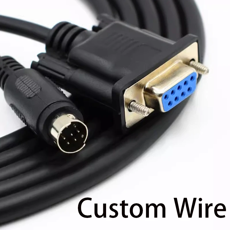 Custom Wire 8P Mini Din Male to Female DB9 RS232 PLC Cable 2.5M for Mitsubishi Melsec PS2 to DB9 keyboard cable Camera PLC conne