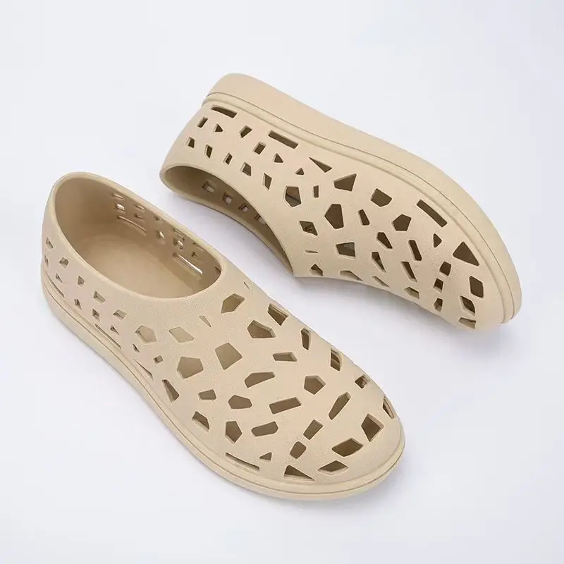 

Women's Summer New Rubber Injection Molding Cave Sandals Soft Sole Non Slip Baotou Hollow Out Round Toe Slip On Beach Sandals